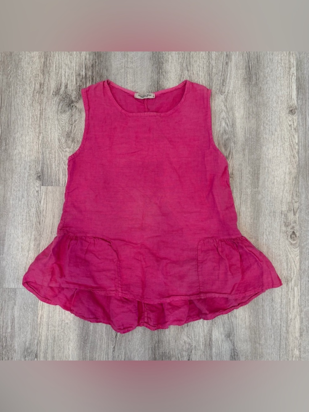 Francesca Bettini 100% Linen Hot Pink‎ Peplum Top Made in Italy